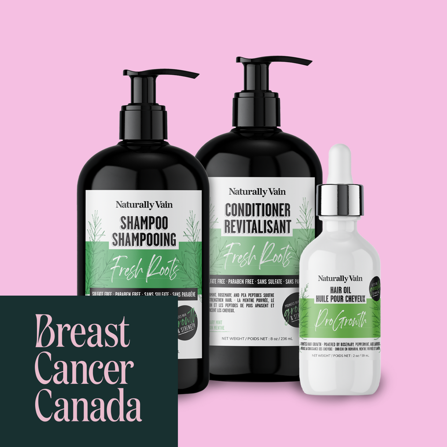 Hair Power Growth Bundle: Rosemary-Infused Essentials for Stronger, Healthier Hair ($10 Donated to Breast Cancer Canada)