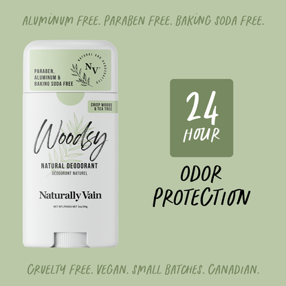 Woodsy: Natural Deodorant with Crisp Woods & Purifying Tea Tree